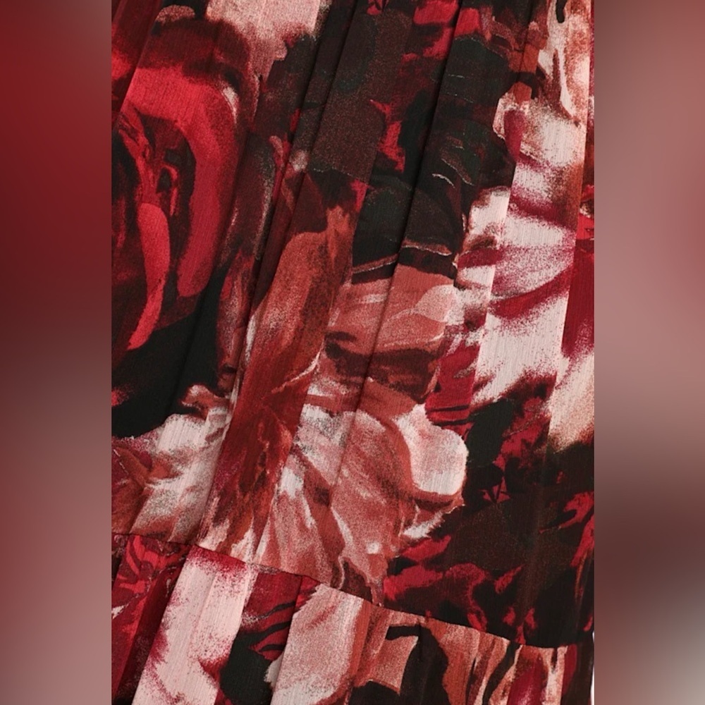Gorgeous Blooms Burgundy Floral Print Tiered Maxi Dress ❤️ Size Small - Picture 5 of 7
